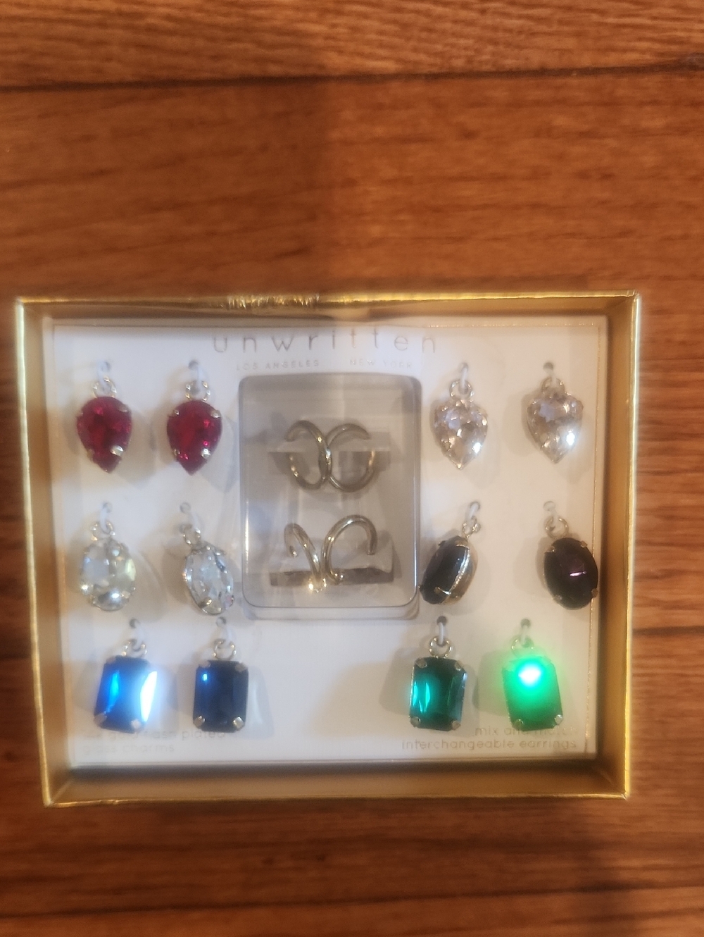 Unwritten Interchangeable Multicolor Crystal Earring Set - Gold